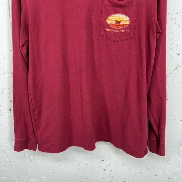 Vineyard Vines Men’s Size Small Scarlet Red Long Sleeve Sunset Dog Tee Shrit - Picture 3 of 16